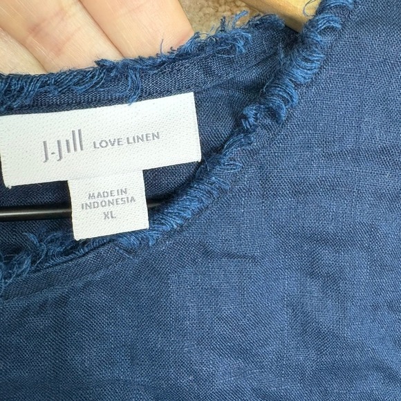 J.Jill Love Linen‎ Tunic Top Size XL Blue Lagenlook Coastal Quiet Luxury - Picture 3 of 8